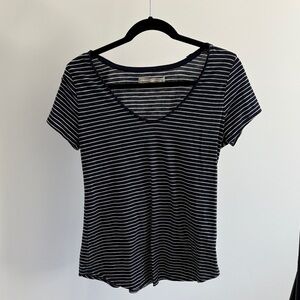 Abercrombie & Fitch Navy and White Striped Tee